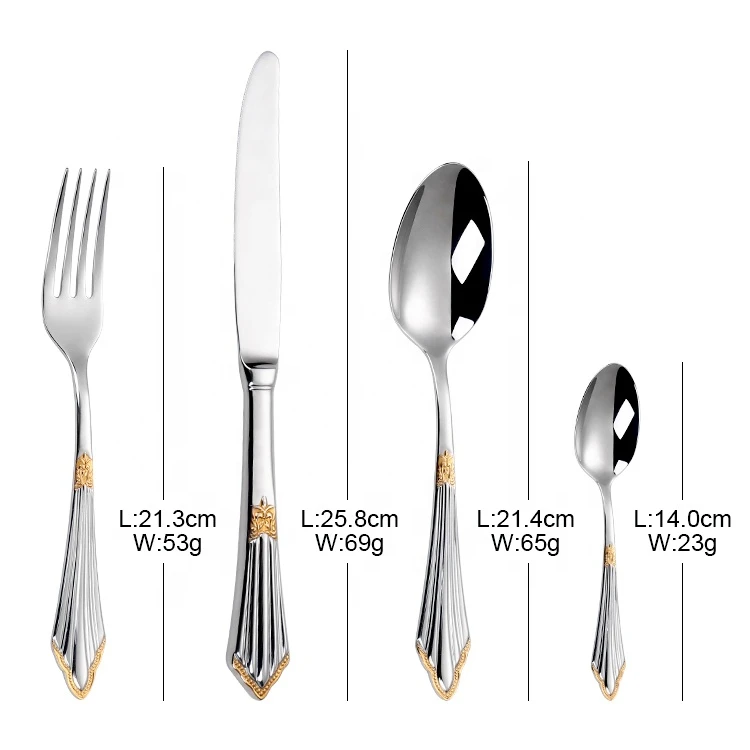 luxury stainless steel gold cutlery verified 304 4 piece gold plated stainless steel cutlery set