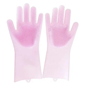 Magic stretch gloves Household Insulation Dishwashing Brush Gloves Household Cleaning Brush Bowl orange magic gloves