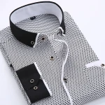 mens quick drying long sleeve shirt  Printed Long Sleeve Men's Shirt Casual Business Slim Fit Male Social Shirts