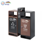 Metal Outdoor Street Recycling Waste Trash Bins Garbage Cans With Ashtrays