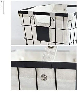Metal Wire Storage Basket Lined Metal Basket Wire with Handles Removable Liner