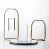 Minimalism Style Crystal Glass Tube Flower Vase in Rose Gold Metal Holder for home Decor Hotel Decor