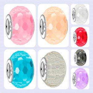 Mix Murano European Round Faceted Beads Metal Spacer Beads Crystal Large Hole Beads Assortment For Jewelry Bracelet Making