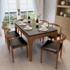 moden marble dining table with wooden dining chair set for dining room