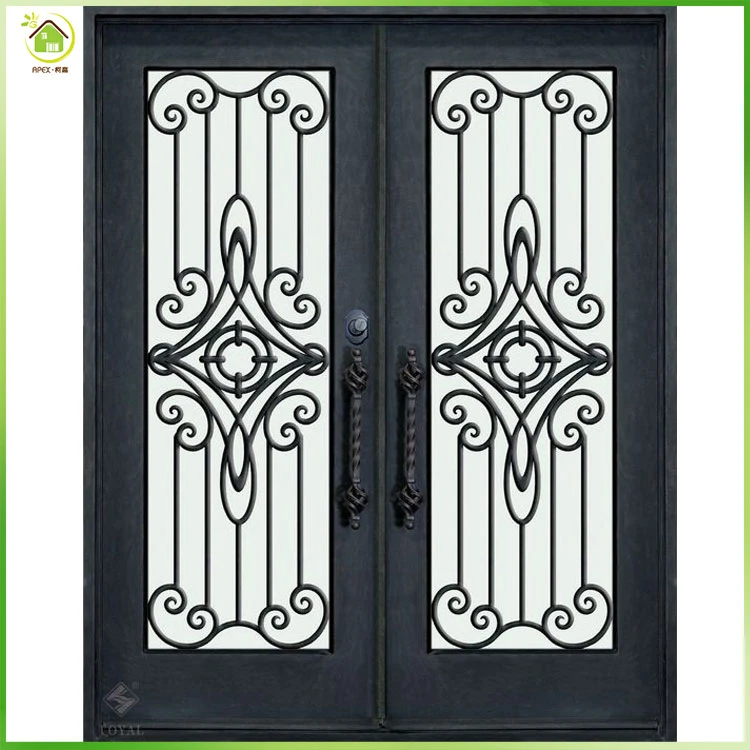 Modern decorative wrought iron front patio double entry doors
