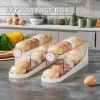 Modern Designed Automatic Rolling Storage PET Plastic Egg Tray Container for Kitchen Organization & Fridge Food Storage Tray