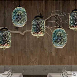 Modern Glass Chandelier 3D Colorful Nordic Starry Sky Ceiling Light Hanging Glass Shade Pendant Lamp Lights