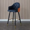 Modern Luxury Design Retro High Back Bar Chair Gold Frame Cafe Leather Bar Stools