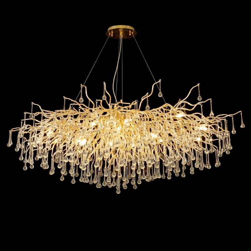 modern luxury large brass tree branch raindrop chandelier