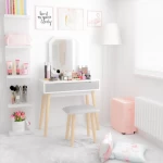 Modern small dresser with make-up mirror wooden bedroom furniture