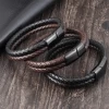 Most Popular Products Stainless Steel Leather Rope Black Jewelry Leather Bracelets Man