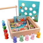 Multi-function 3D Fish Kids Wooden Magnetic Fishing Game Toys