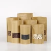 Multifunctional popular cheap kraft paper top zipper pouch/stand up poich with window for dry food/ tea/coffee bean/snacks