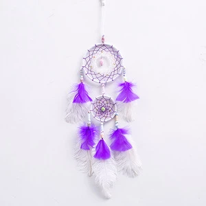 Natural Crafts Double Circle Ostrich Feather Dream Catchers For Bedroom