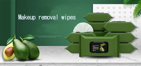 Natural Fabric Organic Custom Logo Avocado Plant Extract Non-woven Makeup Remover Wipes