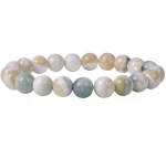 Natural Khaki Mother of Pearl Bracelet  Gemstone Crystals 8mm Shell Pearl Round Bead Stretch Bracelet