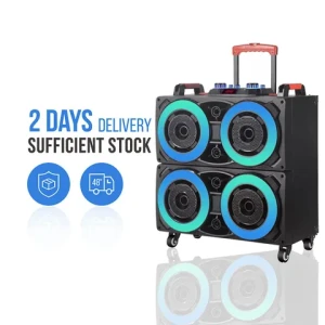 NDR-8888 Private Party LED RGB Light Speaker Four 8 inch Wireless Rechargeable Portable PA Trolley Bluetooth Speaker 80w