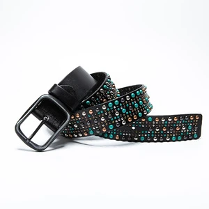 New Arrival Genuine Leather Belt Colorful Beads Leather Belt