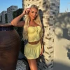 New Arrival Women Spring Multiply Colors Sleeveless Crop Top Ruffle Mini Skirt 2 Piece Set For Women Clothing