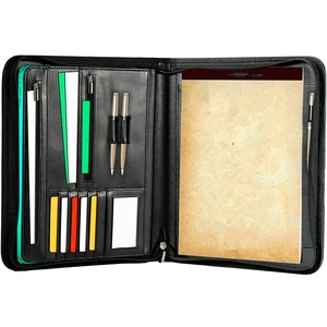 New Classic synthetic leather A4 Padfolio Portfolio organizer letter sized notepad tablet sleeve card compartment gift box