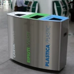 New design decorative modern metal airport trash bin outdoor garbage bin stainless steel garden classified dust bin