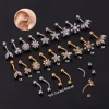 New Fashion Flower Bar Cochlear Nail Eyebrow Piercing Zircon Stainless Steel Helix Rook Piercing Jewelry