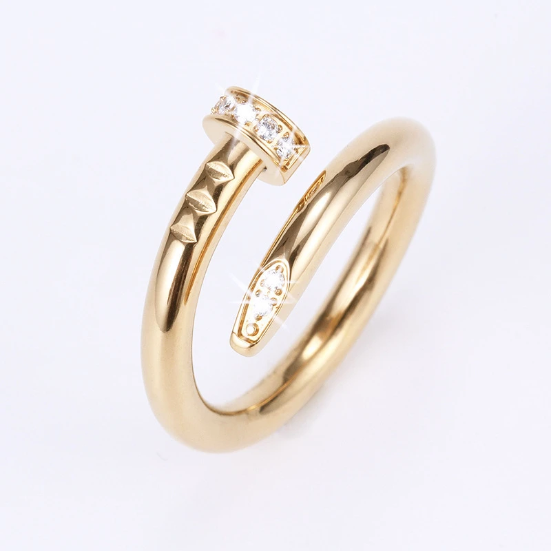 new nail titanium steel ring female finger ring popular stainless steel gold plated ring