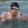 New product Blue Large Size Flexible Silicone Swimming Training Webbed Hand Gloves