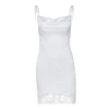 New Sexy 2021 Mini Dresses  White Womens See-through Lace Bottoming Suspender Skirt Knitted Slim Fit Hip Dress