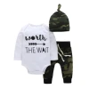 New Shelve Printed 100% Cotton Summer Newborn Baby Boy Clothes Clothing Sets 3Pcs