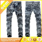 New style custom color 100% cotton men skinny ripped jeans