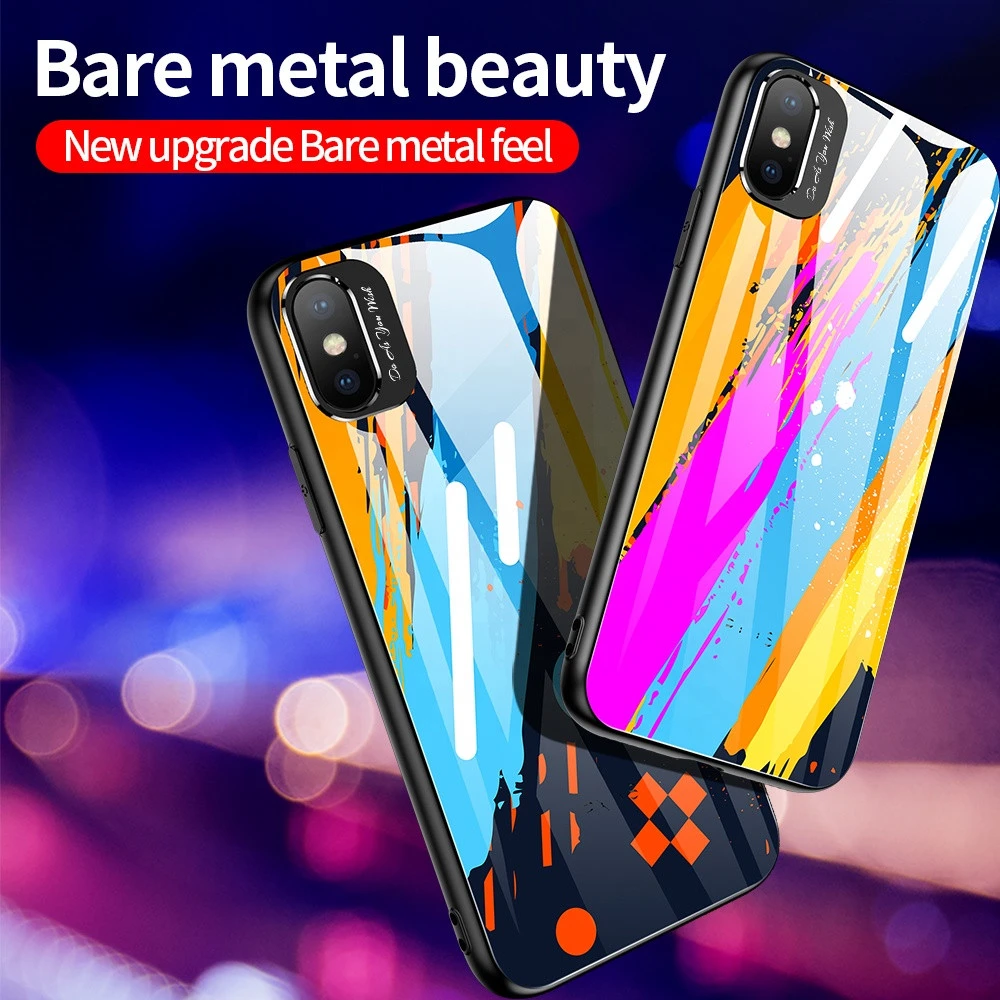 New Upgrade Glass Case For iPhone X XS XR XS MAX Wear-Resistant Scratch-Resistant UV Protection Back Shell Phone Case Cover