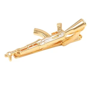 Novelty Gold AK-47 Gun Tie Clips for mens Necktie Clamp Clasp Men Ties Accessories Fashion Gift Brand Jewelry