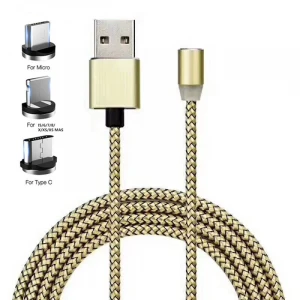 nylon braided  LED 1m Micro USB Magnet Charger Charging Cable magnetic ios type c usb cable