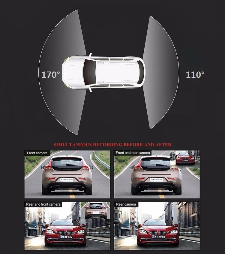 OEM 3 Inch IPS Screen Driving Recorde 1080P HD Car DVR 360 degree Super Night Vision G-sensor dual car dash camera