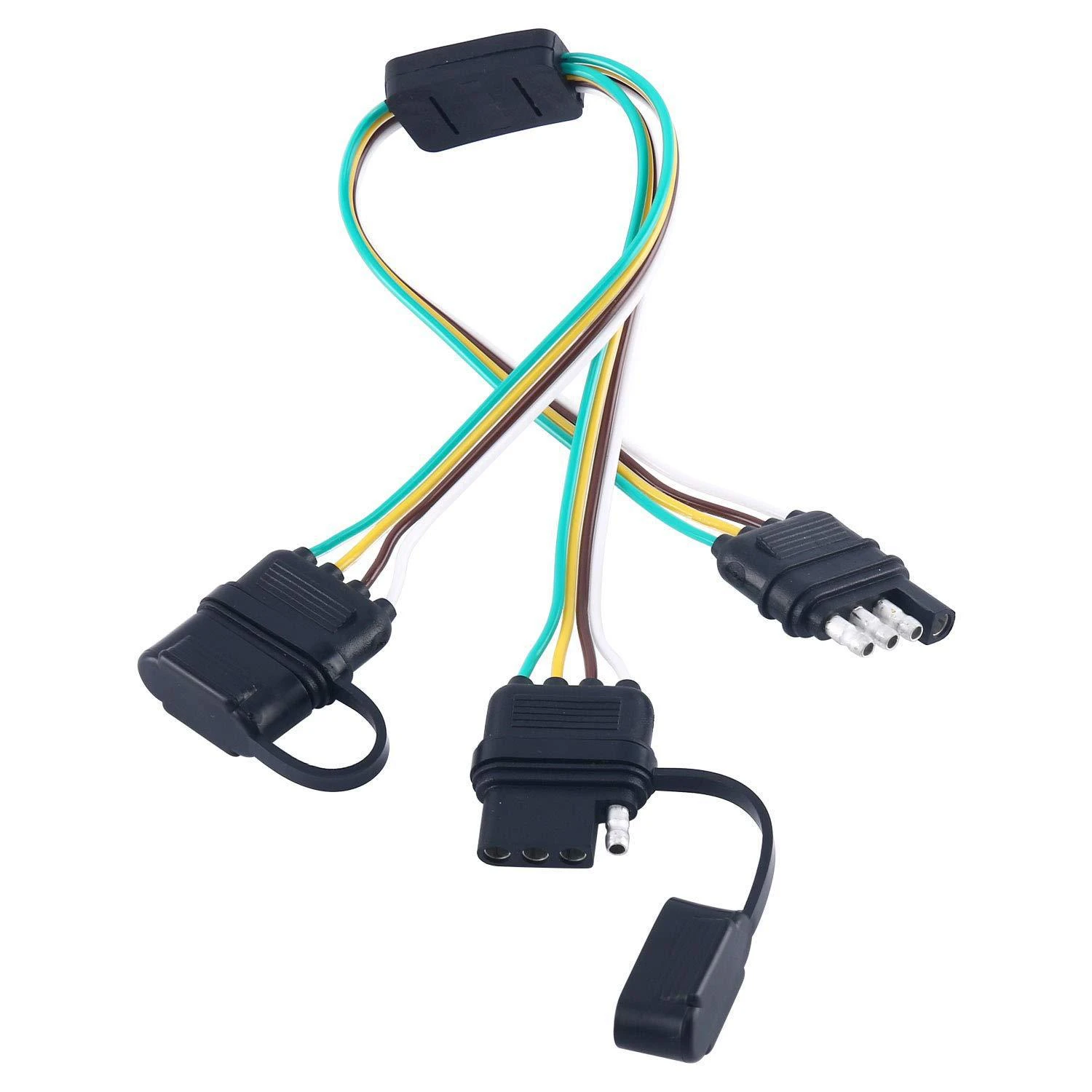 OEM ODM Auto Trailer Wire Extension 4 Pin Plug Flat Y-splitter cord sets Wire Male to Female Trailer Cable harness