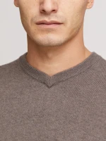 OEM Service Computer Knitted Pullover Men S Sweaters Acrylic Wool Cotton Style Autumn V-Neck karki brown