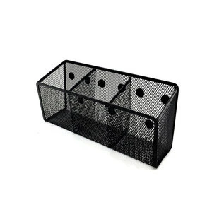 Office school home supply powder coated stationery  3 holders wire mesh steel iron metal magnetic pen holder