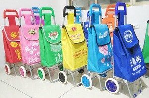 Online shopping promotional LOGO high quality cheaper price 2 wheels shopping trolley cart