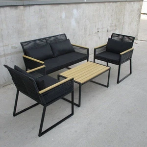 Outdoor furniture wholesaler outdoor casual sofa metal and rattan garden furniture sofa sets