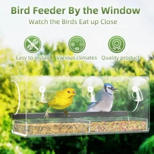 Outdoor Hanging Window Bird Cage Clear Acrylic Wild Bird Feeder