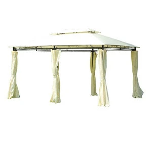 Outsunny 13 x 10 Outdoor 2-Tier Steel Frame Gazebo with Curtains Cream