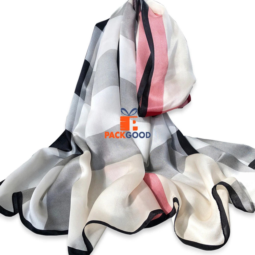 Packgood 100% Long Silk Scarves New Fashion Women Silk Scarf Silk Chiffon Shawl Moslem Hijab Pattern 170*53cm