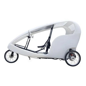 PE Cabin Pedal Assist 3 Wheel 2 Passengers Rental Use Velo Taxi Style Cargo Tricycle Electric Taxi Bike, Goods Transport Pedicab