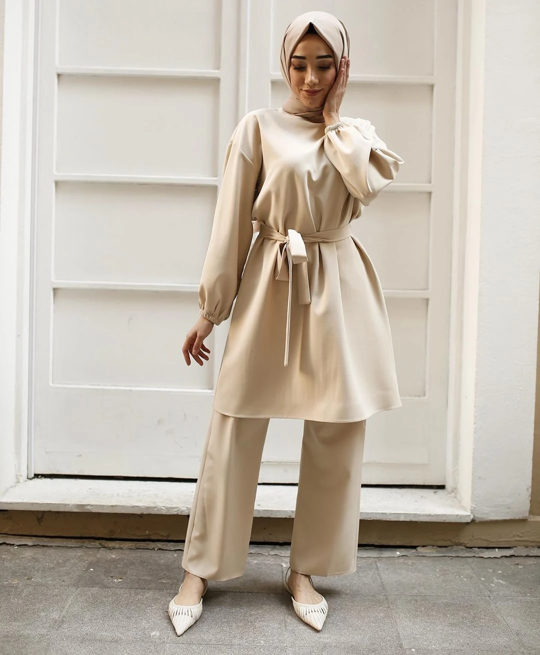 PE816 Islamic clothing suit Elastic cuffs Muslim ladies suit Islamic clothing