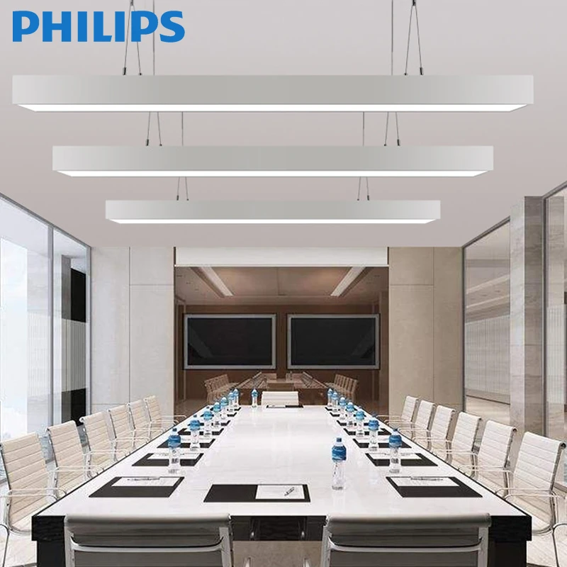 Philips LED office chandelier strip light rectangular studio supermarket shop Internet cafe industrial wind chandelier