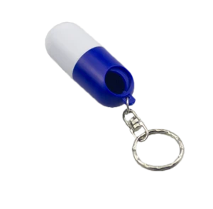 plastic capsule pill shaped small pill box with keychain