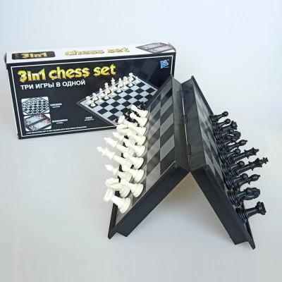 Plastic Educational Folding Board 3 in 1 Magnetic Chess Game Kids Toy Set