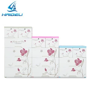 Popular and simple style wooden clothes cabinet with flower printing