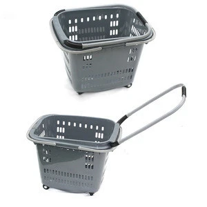 Popular grocery/store supermarket plastic shopping basket rolling basket